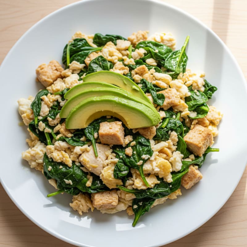 Egg White and Spinach Scramble with Turkey Breast