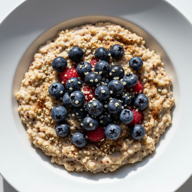 Quinoa and Oats Breakfast Bowl with Berries