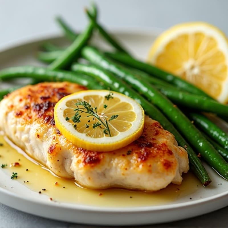 Lemon Garlic Pan-Seared Chicken with Tender Green Beans