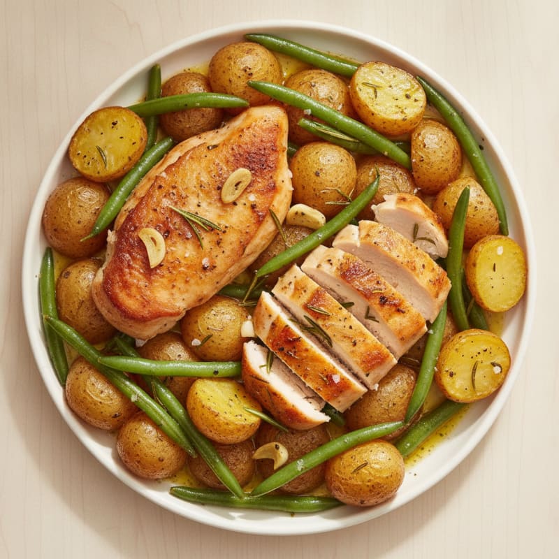 Garlic Herb Roasted Potatoes with Chicken