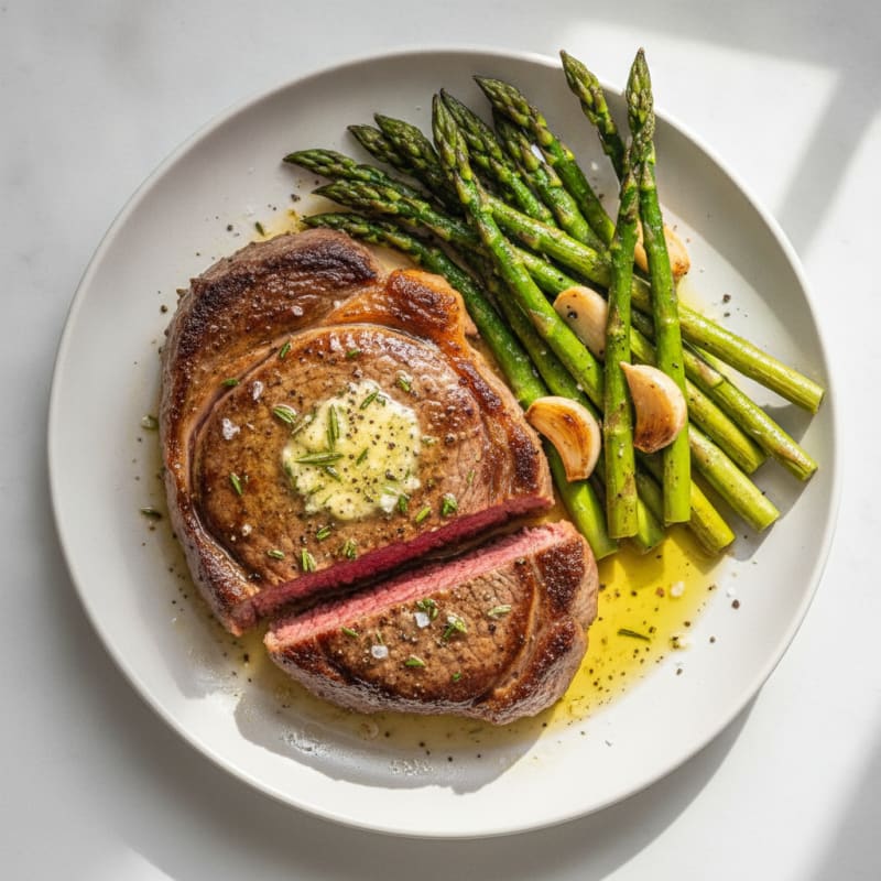 Pan-Seared Ribeye with Herb Butter