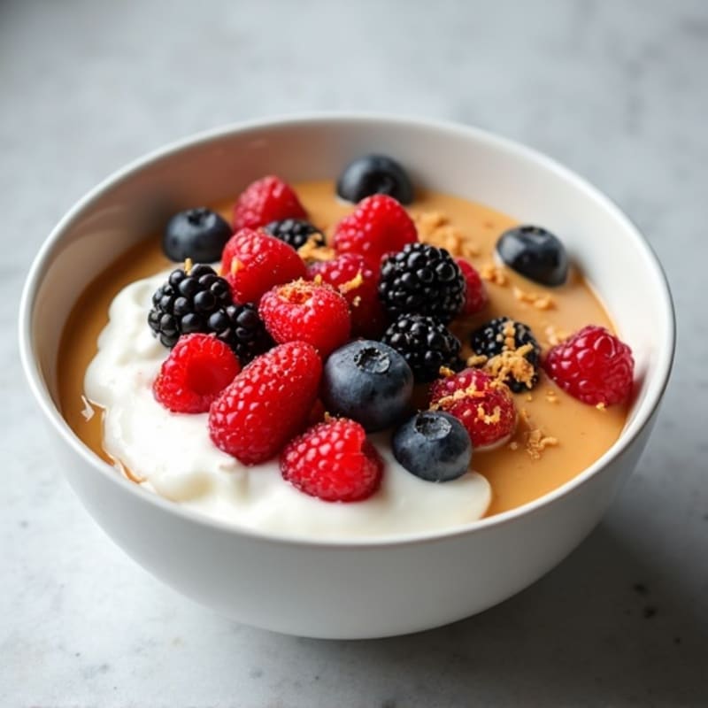Greek Yogurt Protein Bowl with Mixed Berries and Almond Butter
