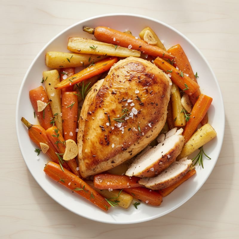 Garlic Herb Roasted Chicken with Root Vegetables