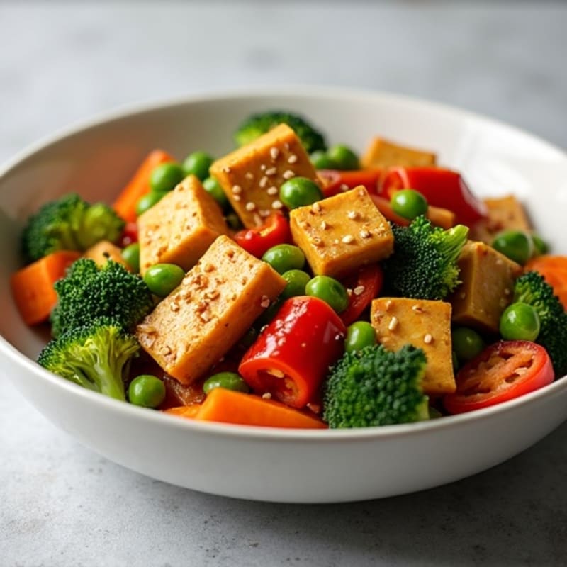 Crispy Sesame Tofu Stir-Fry with Fresh Vegetables