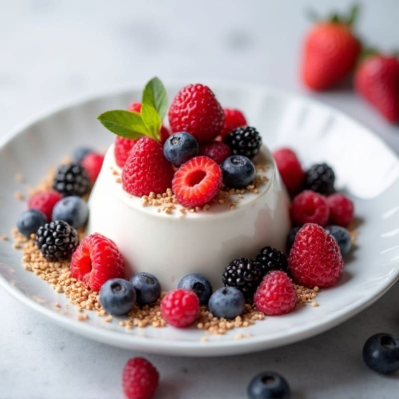 Greek Yogurt Protein Mousse with Mixed Berries