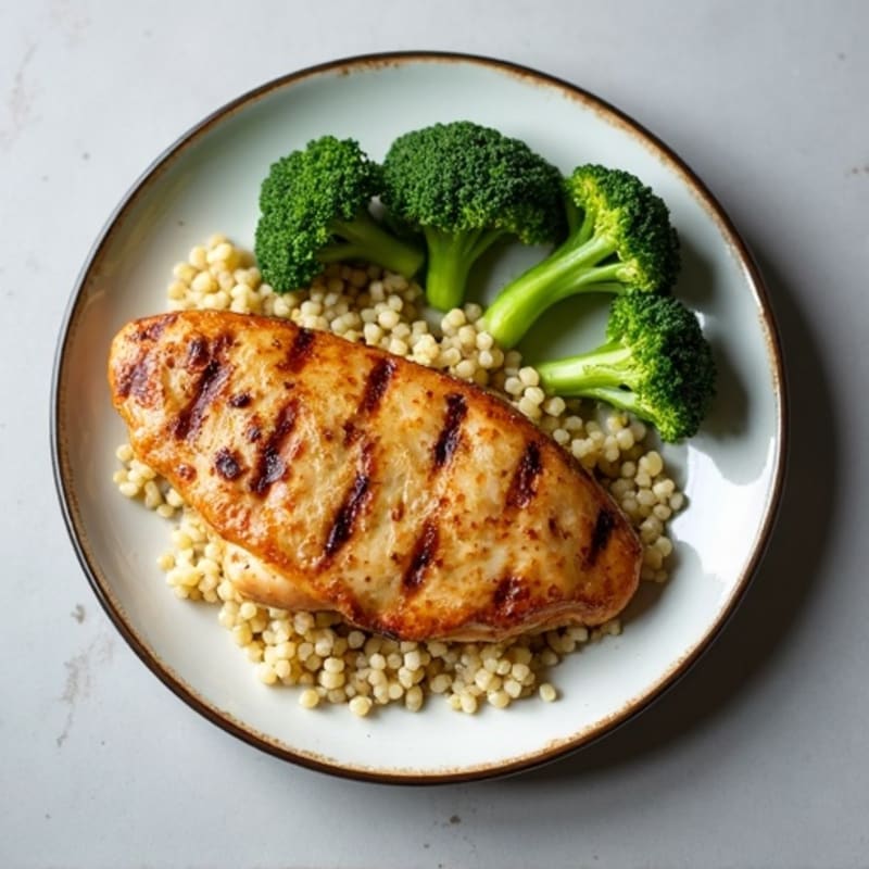 Grilled Chicken Breast with Quinoa and Steamed Broccoli