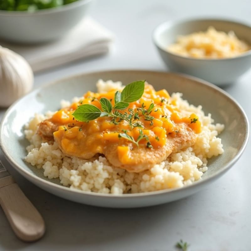 Creamy Chicken and Cauliflower Rice Bake