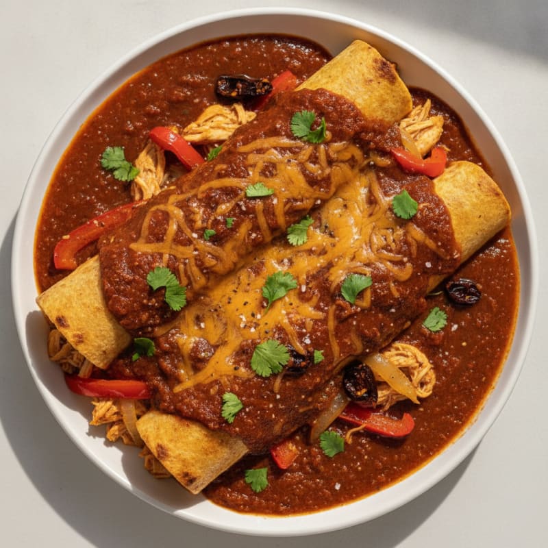 Chicken Enchiladas with Ancho Chili Sauce