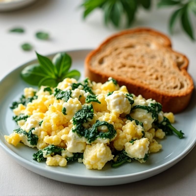 Egg White and Spinach Scramble with Cottage Cheese