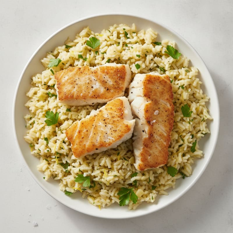 Pan-Seared Cod with Lemon-Herb Rice