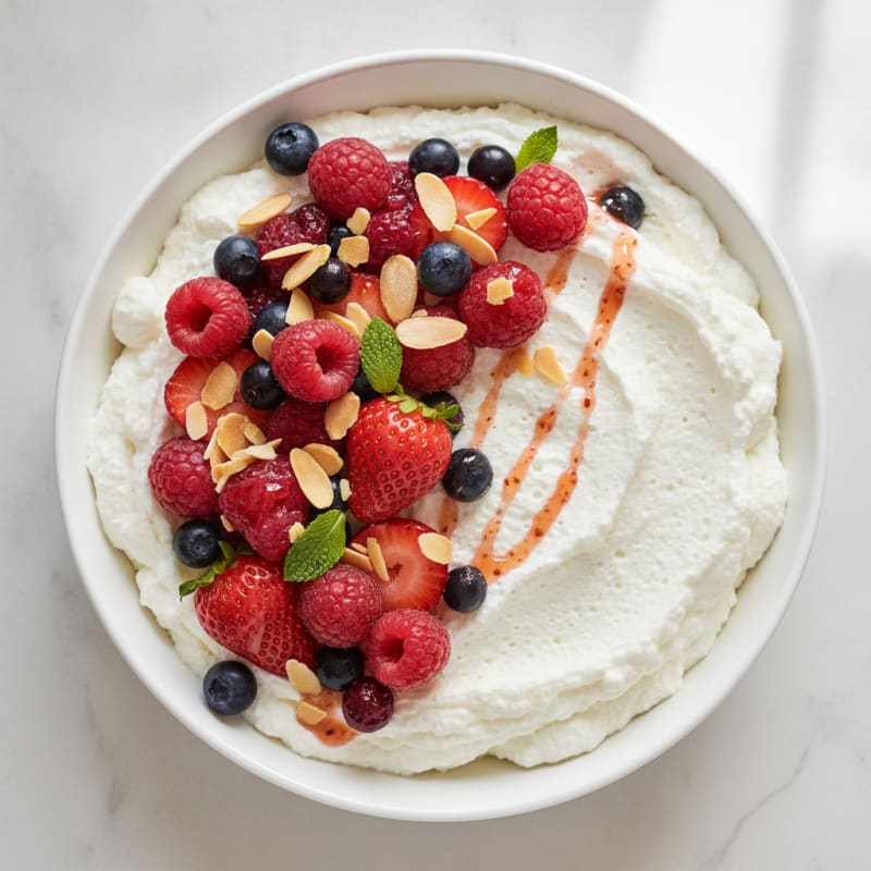 Greek Yogurt Protein Mousse with Mixed Berries
