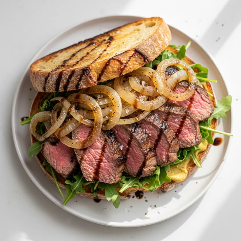 Tender Steak and Caramelized Onion Sandwich