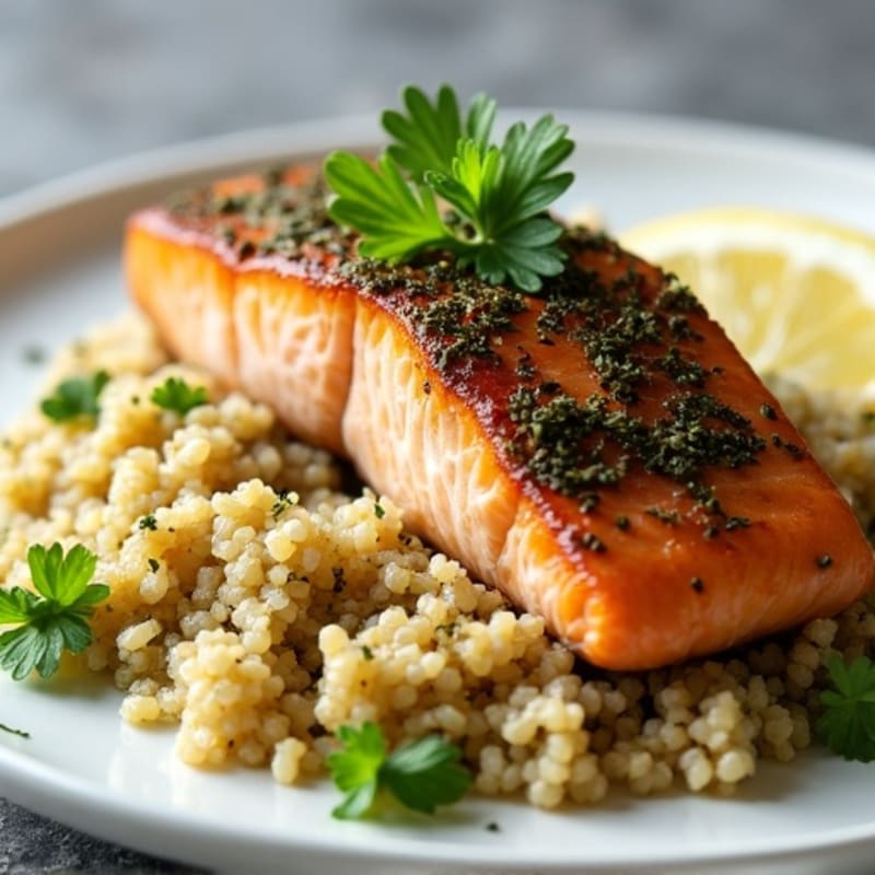 Herb-Crusted Seared Salmon with Quinoa