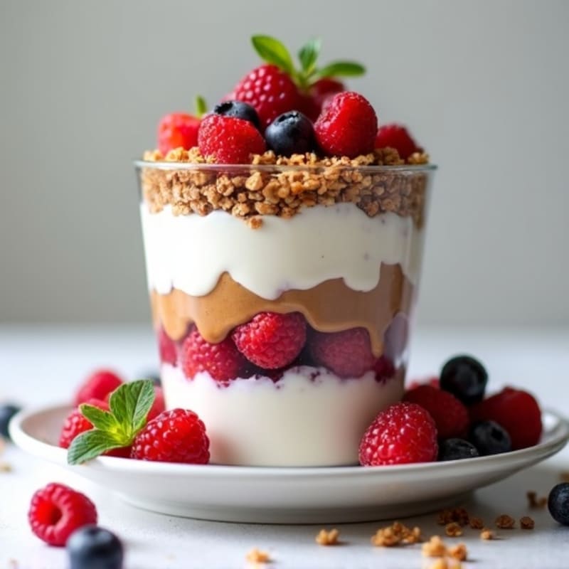 Creamy Greek Yogurt Parfait with Mixed Berries and Almond Butter