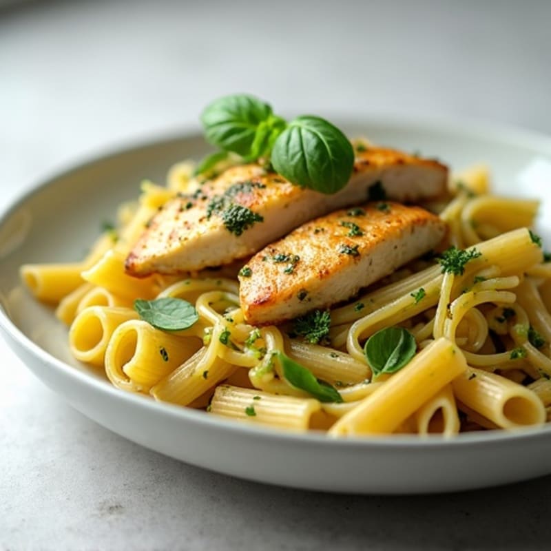 Creamy Pesto Chicken Pasta with Fresh Basil