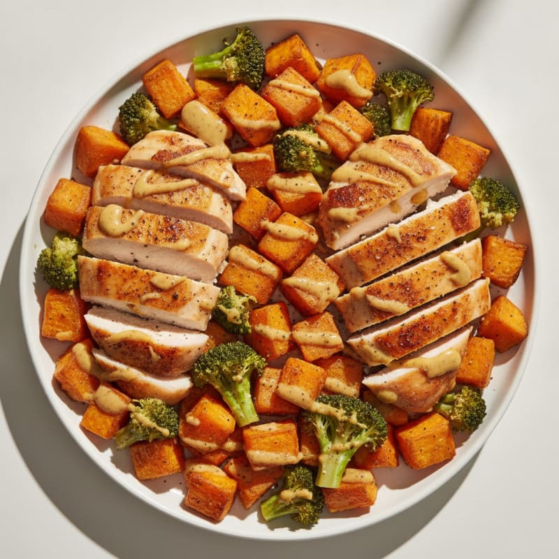 Honey-Mustard Chicken with Roasted Sweet Potatoes