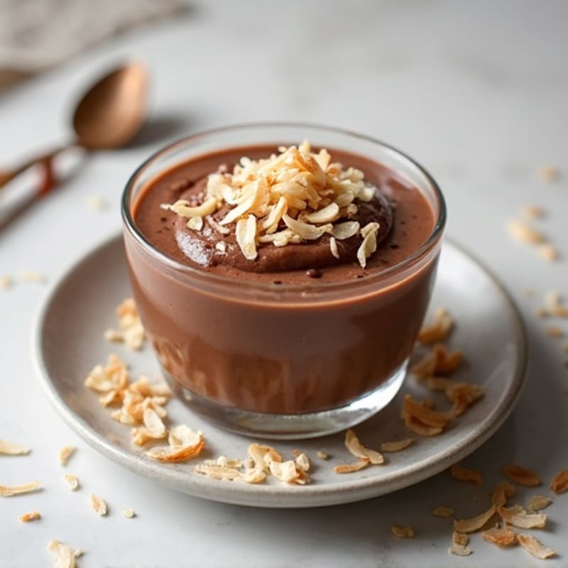 Silky Chocolate Protein Pudding with Toasted Coconut