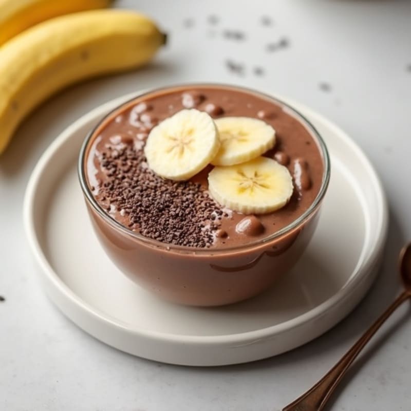 Chocolate Protein Pudding with Sliced Banana