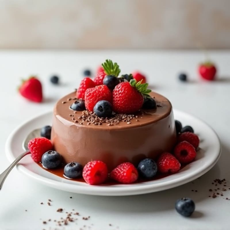 Silky Chocolate Protein Pudding with Fresh Berries