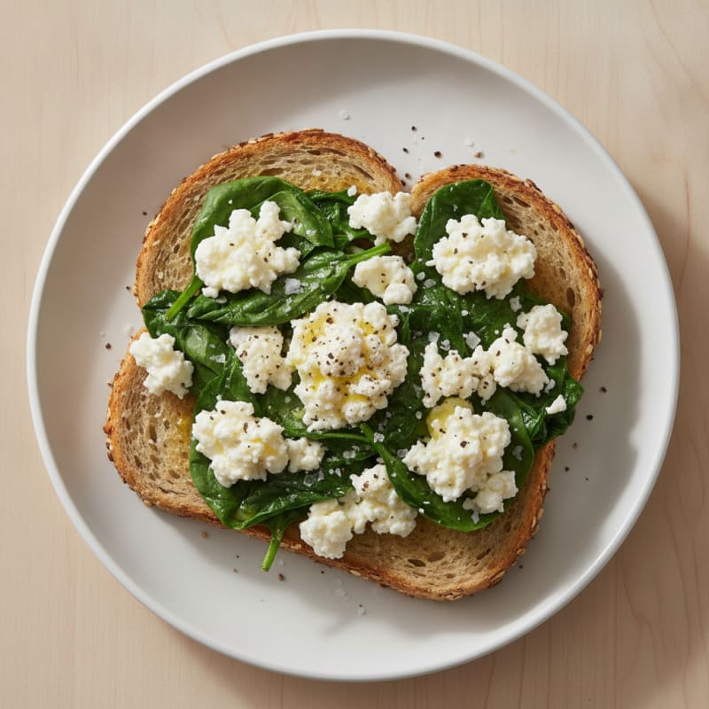 Egg White and Spinach Scramble with Cottage Cheese