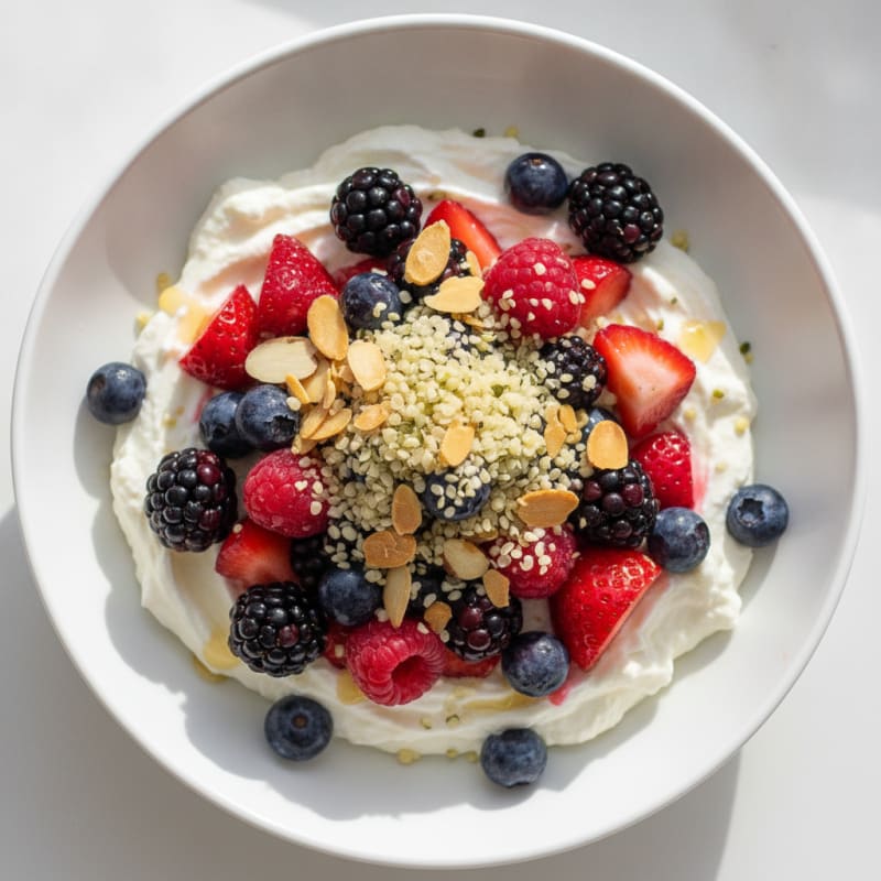 Silky Protein Greek Yogurt Bowl with Mixed Berries