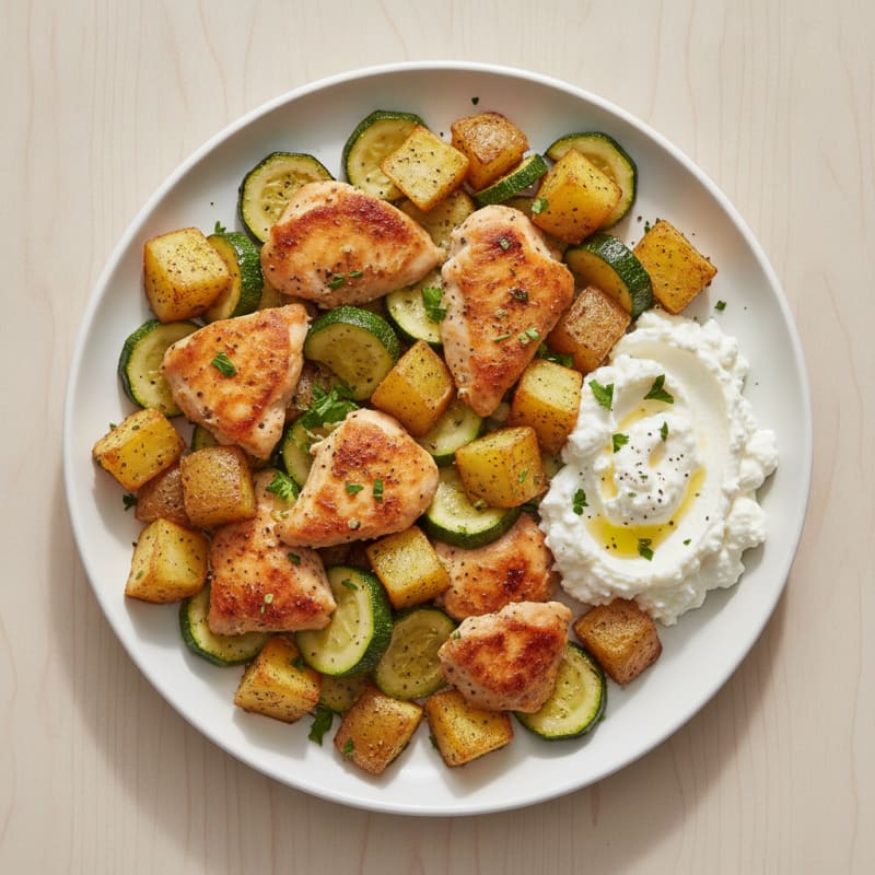 Herb-Roasted Chicken with Zucchini and Potatoes