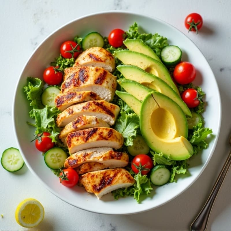Grilled Chicken and Crisp Avocado Salad Bowl