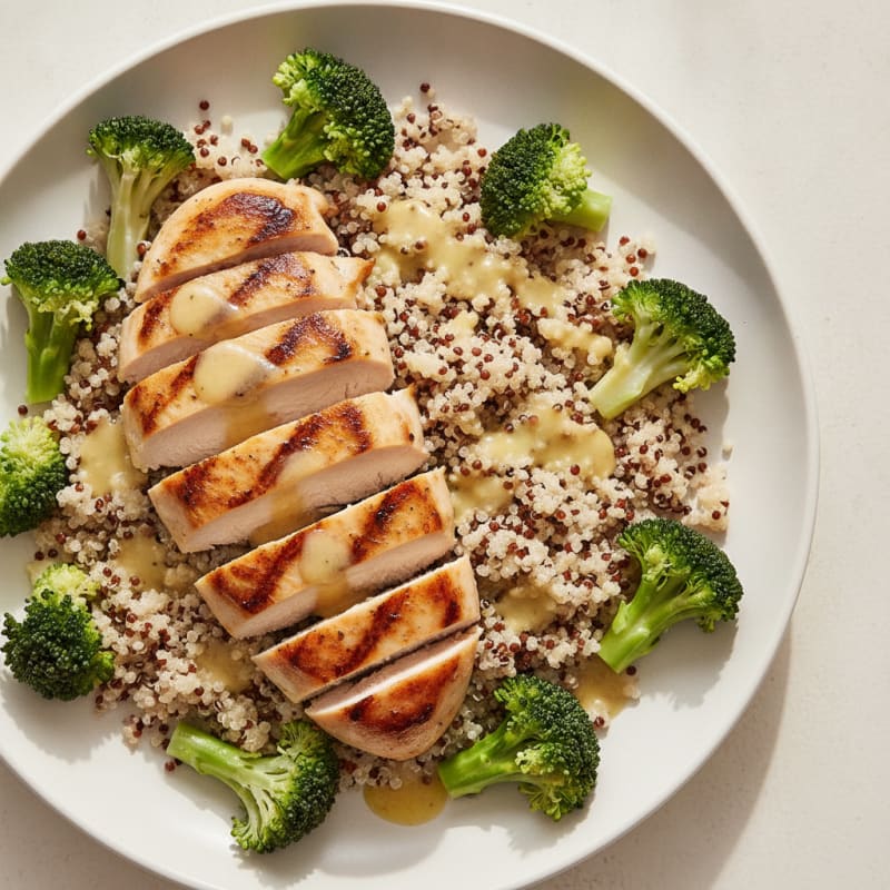 Grilled Chicken Breast with Quinoa and Steamed Broccoli