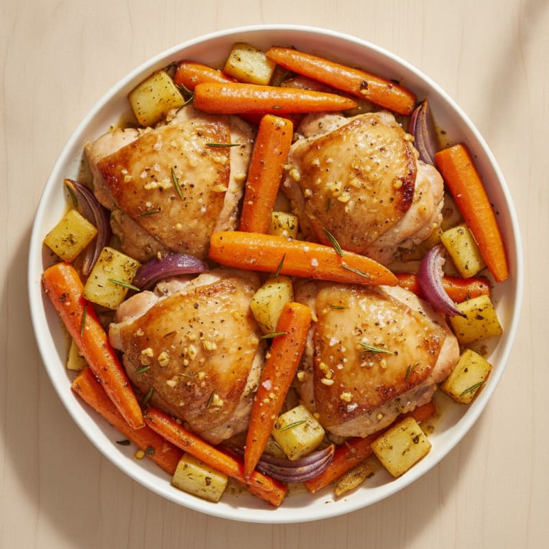 Garlic-Herb Roasted Chicken Thighs with Root Vegetables
