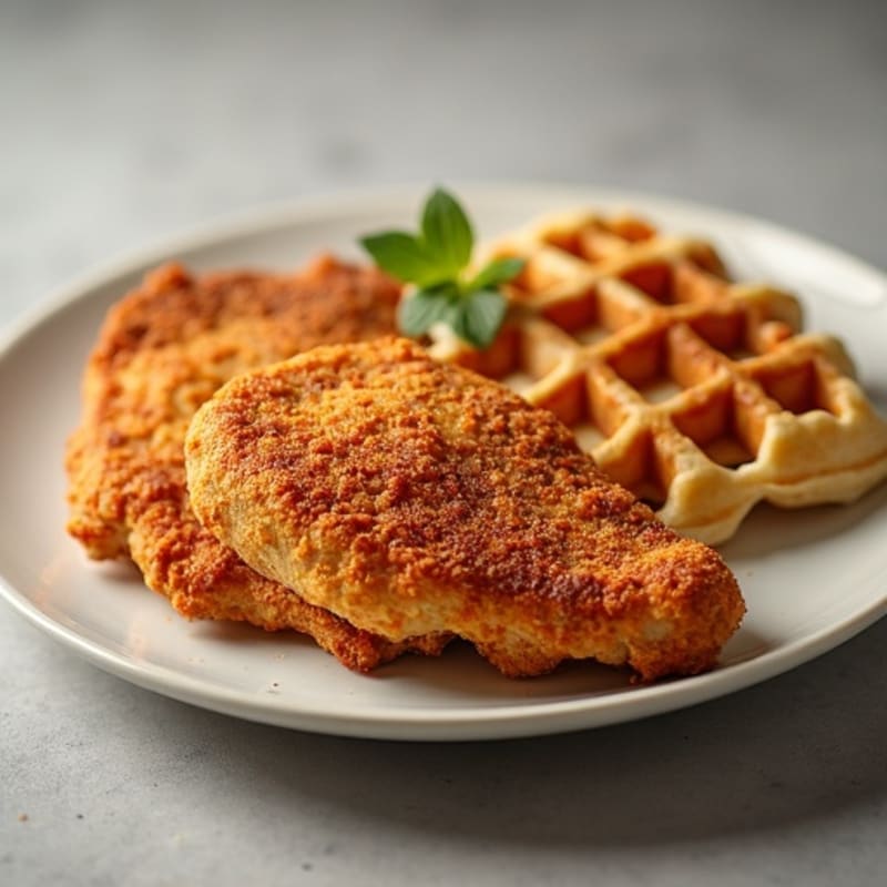 Crispy Baked Chicken with Fluffy Whole Wheat Waffles