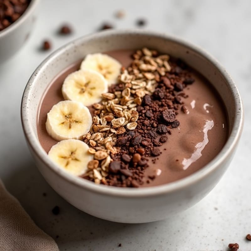 Chocolate Almond Protein Smoothie Bowl with Crunchy Cacao Nibs