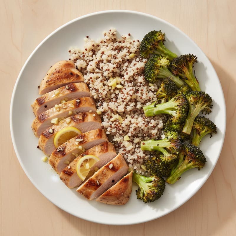 Grilled Turkey Breast with Quinoa and Roasted Broccoli