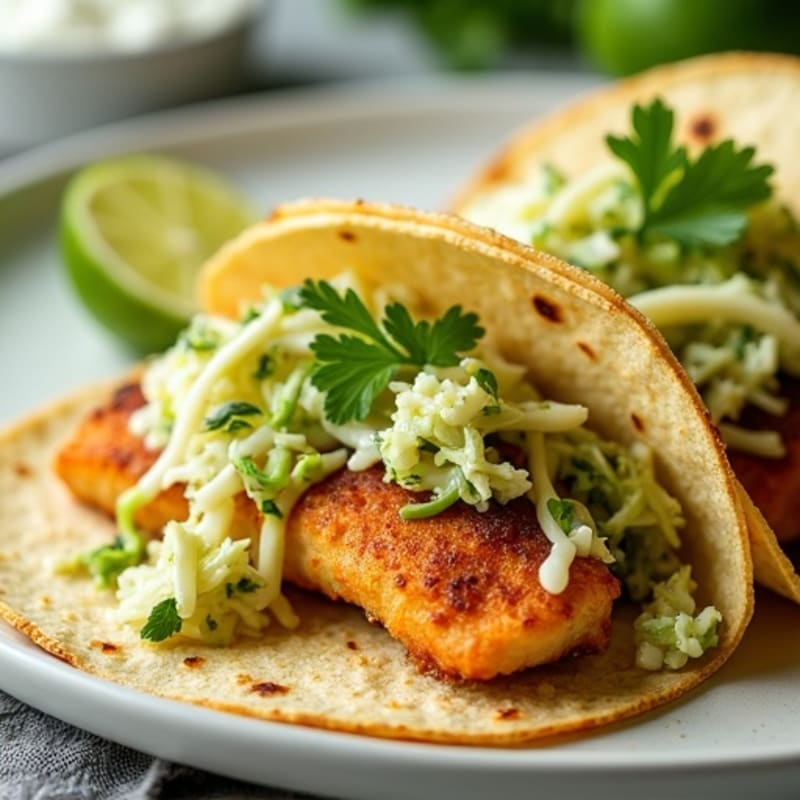 Crispy Baked Fish Tacos with Lime Slaw