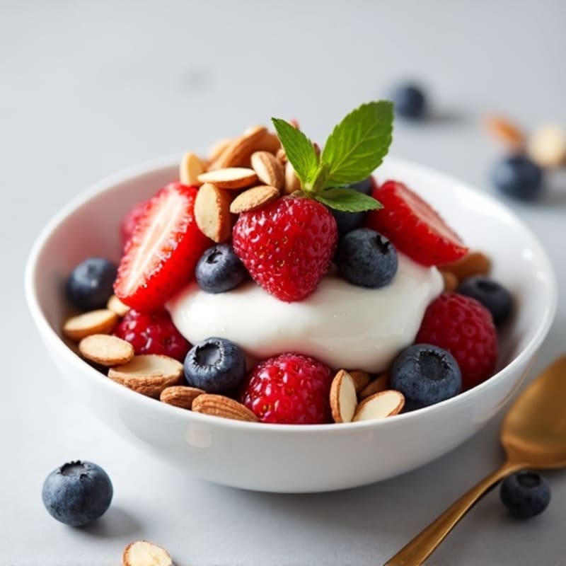 Creamy Greek Yogurt with Fresh Berries and Crunchy Almonds
