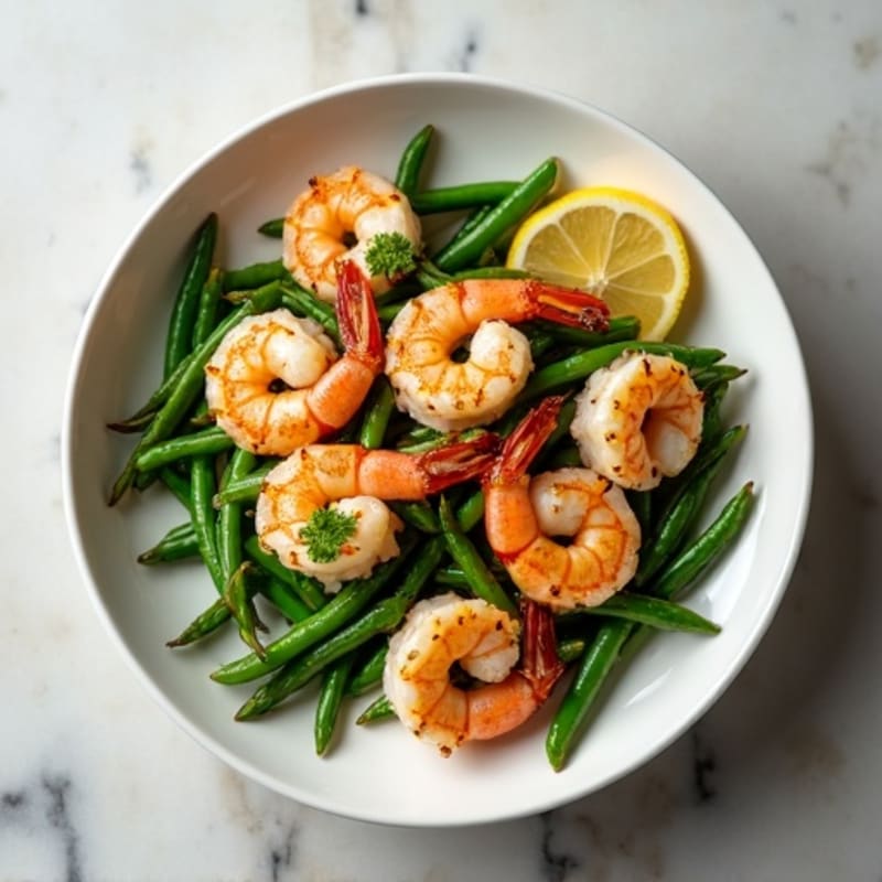 Pan-Seared Lemon Herb Shrimp with Crispy Green Beans