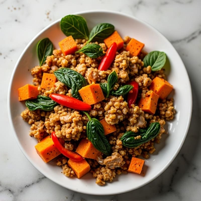 Spiced Ground Chicken Sweet Potato Skillet