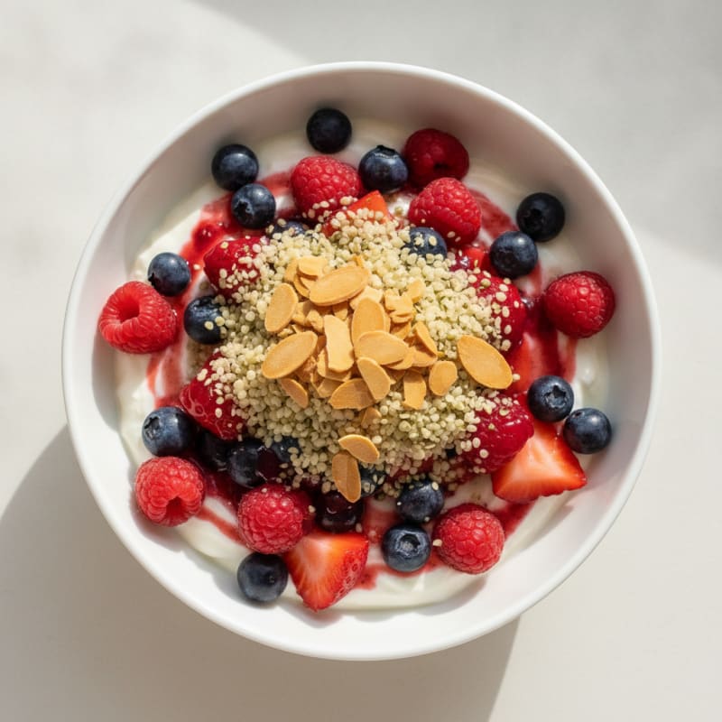 Greek Yogurt Protein Parfait with Mixed Berries