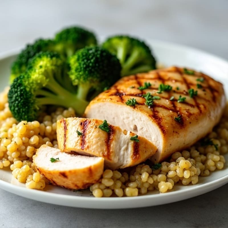 Grilled Chicken Breast with Quinoa and Steamed Broccoli