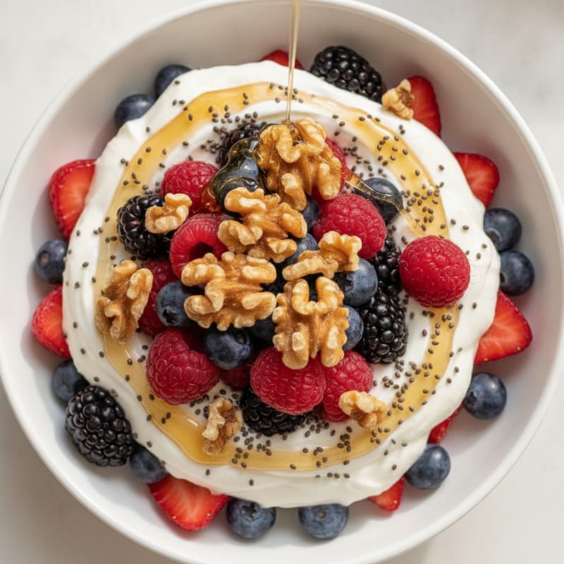 Silky Greek Yogurt Parfait with Berries and Chia Seeds