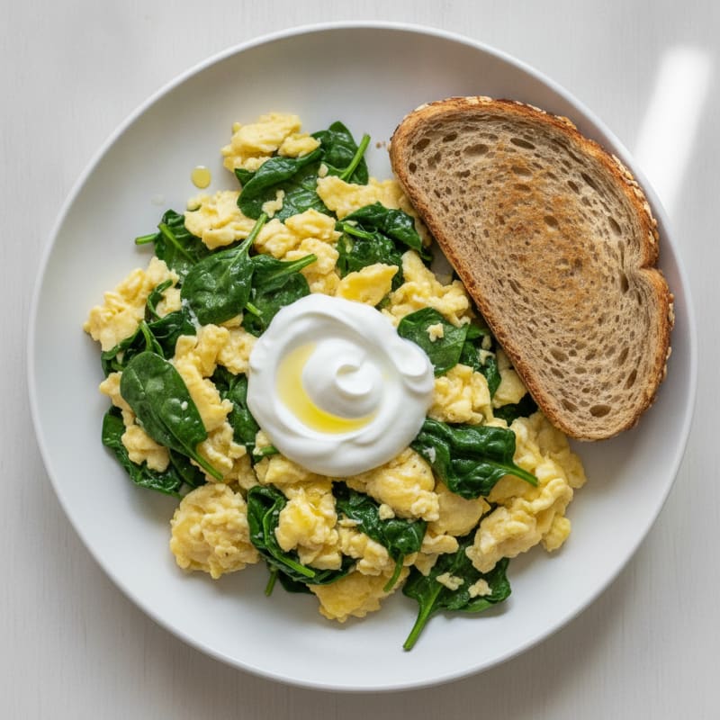 Egg and Spinach Scramble with Greek Yogurt