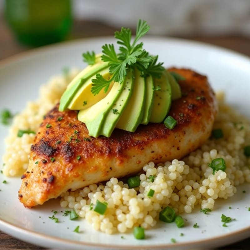 Herb-Crusted Chicken with Pearl Couscous and Creamy Avocado