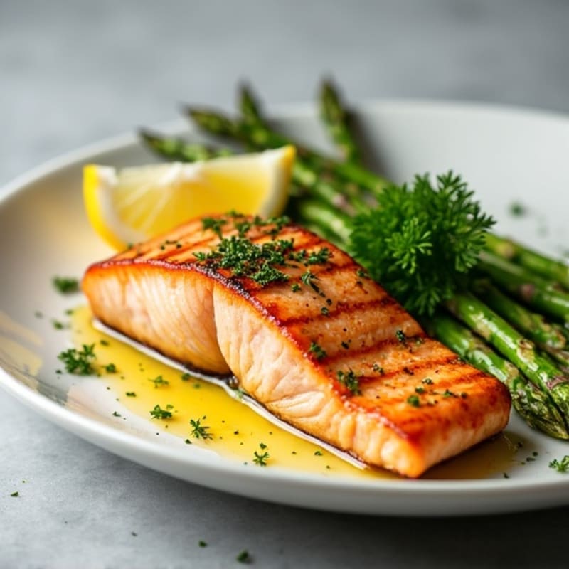 Lemon Herb Grilled Salmon with Crispy Roasted Asparagus