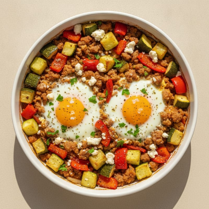 Baked Eggs with Roasted Vegetables