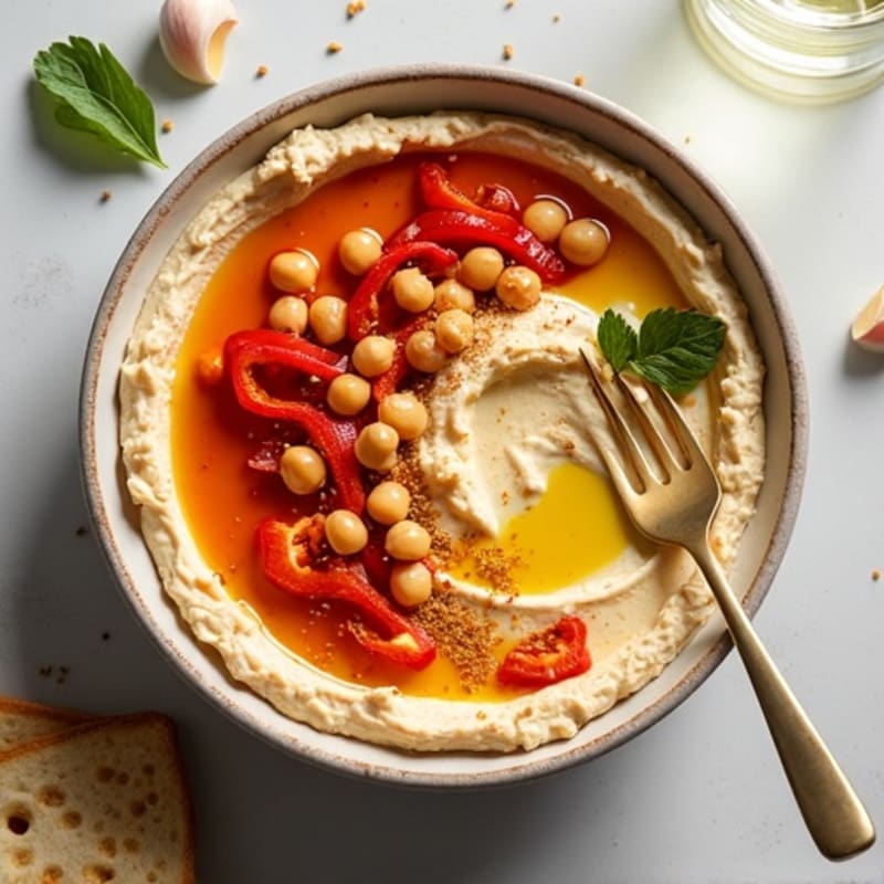 Creamy Roasted Red Pepper Hummus Bowl