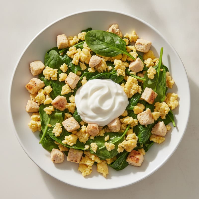 Eggs and Spinach Scramble with Greek Yogurt