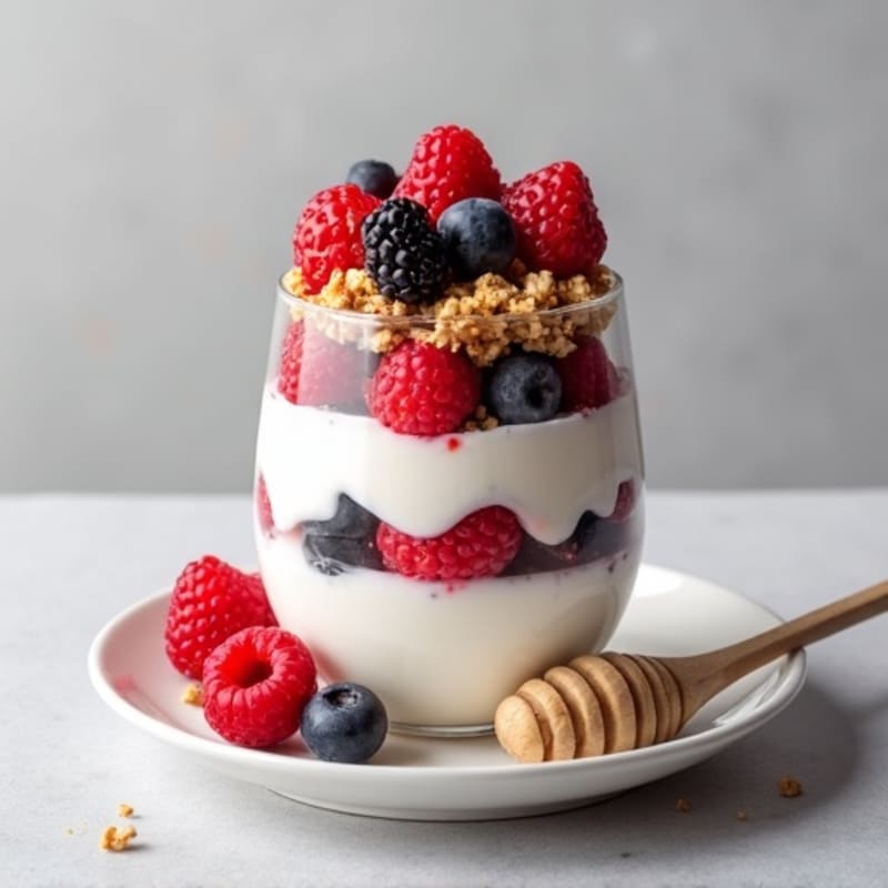 Greek Yogurt Protein Parfait with Mixed Berries