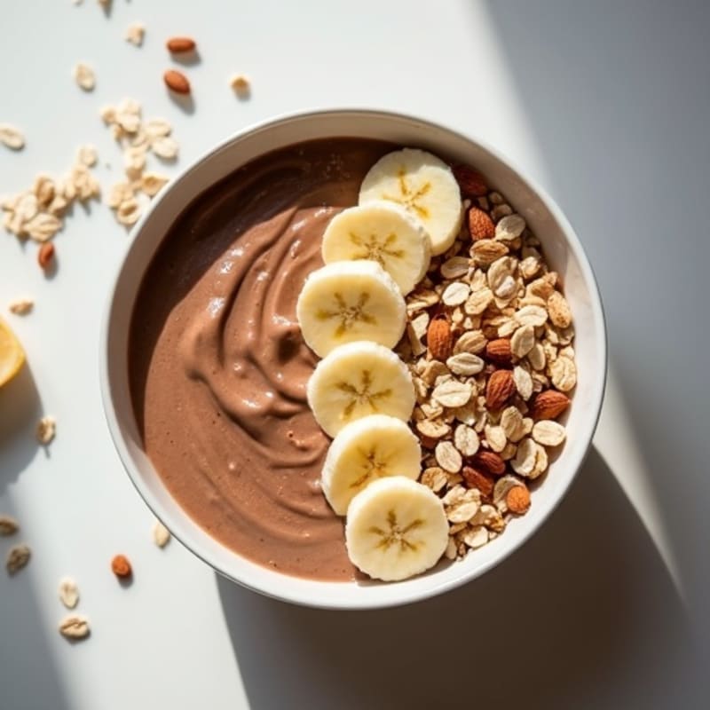 Creamy Chocolate Peanut Butter Protein Smoothie Bowl with Crunchy Almonds