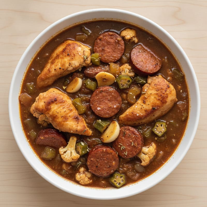 Spicy Creole Chicken and Sausage Gumbo
