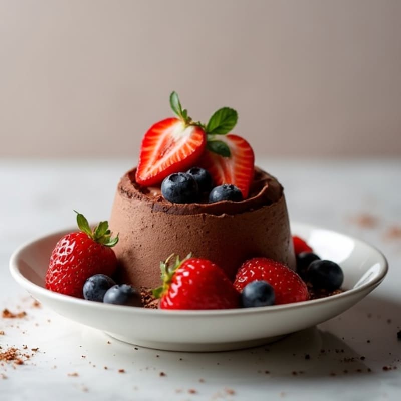 Chocolate Protein Mousse with Silken Tofu and Berries