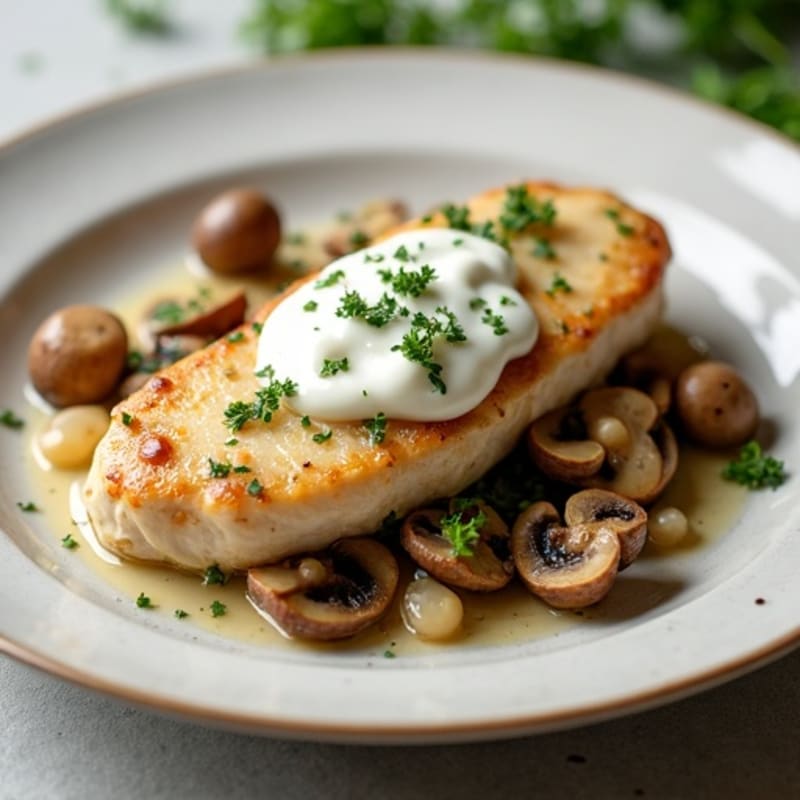 Creamy Garlic Herb Chicken with Sautéed Mushrooms